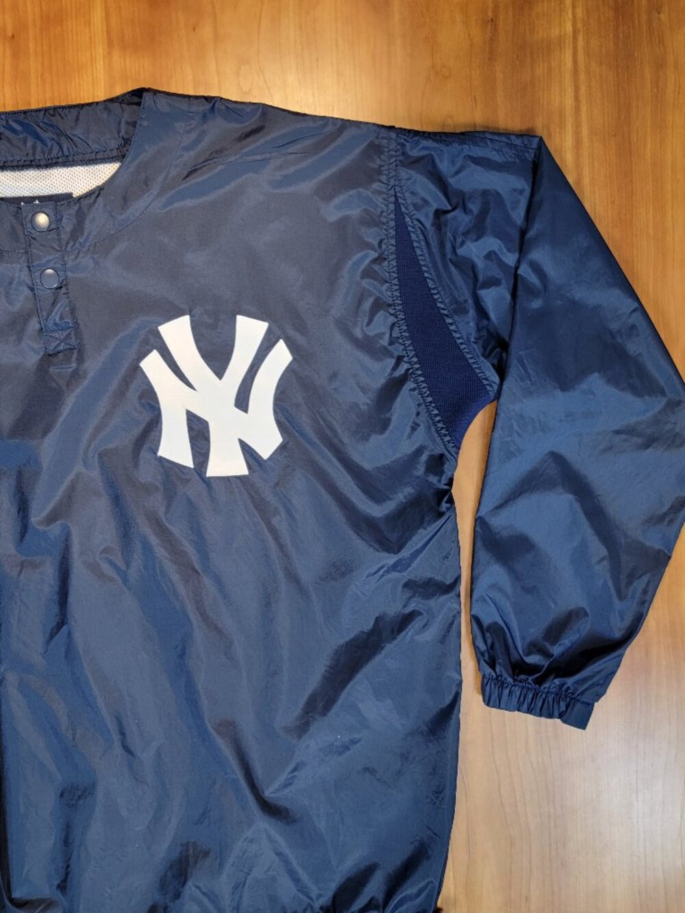 Vintage 90s MLB Navy New York Yankees Majestic Pullover Nylon Rain Jacket - M - Picture 9 of 13